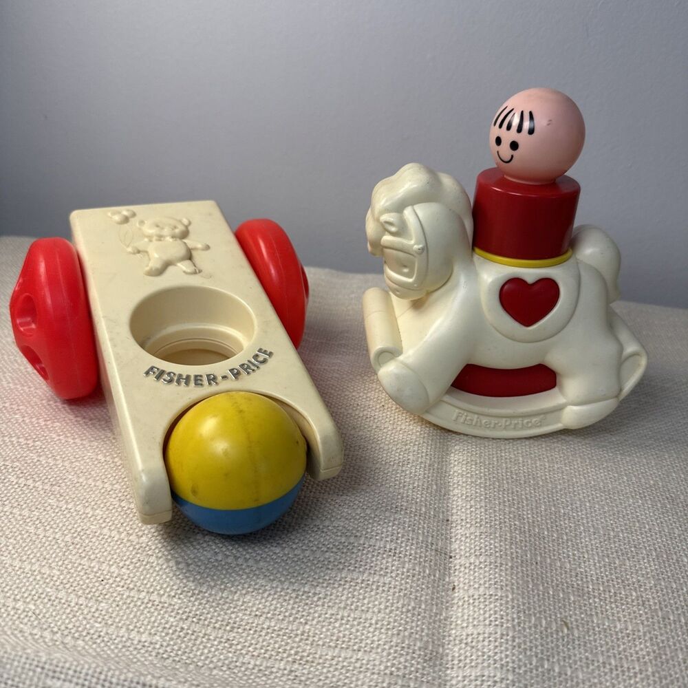 VTG Fisher Price Jumbo Little People Rocking Horse & Click Clatter Lot 1029 417